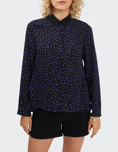 Blouse noire imprimé pois revisités dos plissé I.Code