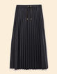 Grauer Midi-Faltenrock Strick I.Code-6