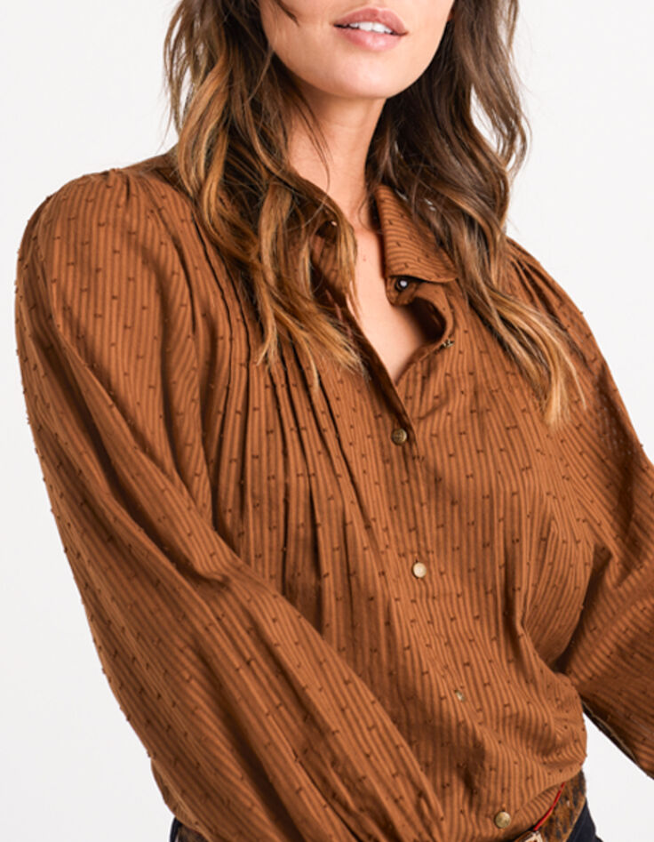 Camisa fauve rayas pliegues cosidos I.Code-1