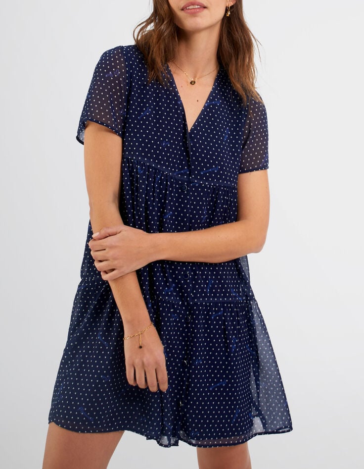 Robe indigo à imprimé petits cœurs I.Code-1