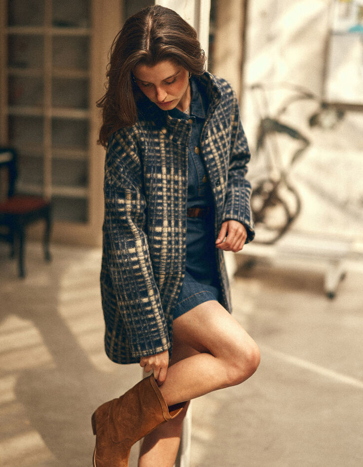 I.Code blue coat with beige check-8
