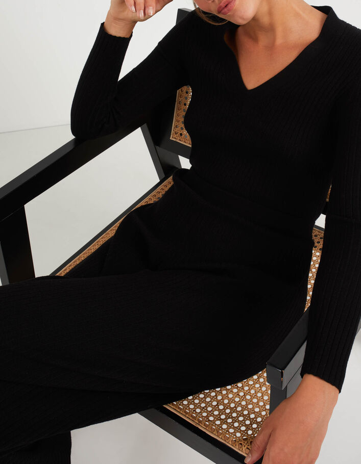 Combinaison en tricot deux pièces pour femme, tenue de loisirs, col en V, pantalon à manches longues, pull en maille côtelée pantalon droit, combinaison de sport, tenue de maison douce, ensemble