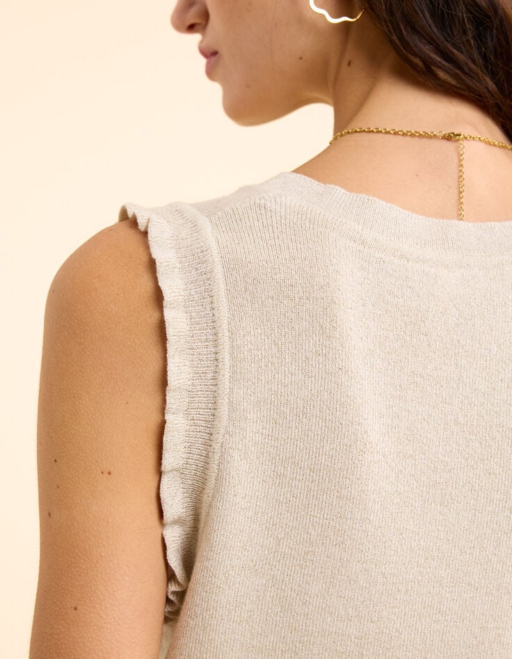 Pull doré sans manches tricot lurex I.Code-6 Pull doré sans manches tricot lurex I.Code-6
