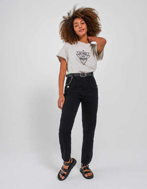 Jean slouchy gris à boutons fantaisie I.Code
