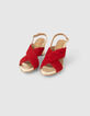Kirschrote Sandalen aus Veloursleder und Glattleder I.Code-2