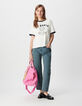 Wei&szlig;es T-Shirt mit Rundhalsausschnitt aus Bio-Baumwolle f&uuml;r Damen-1