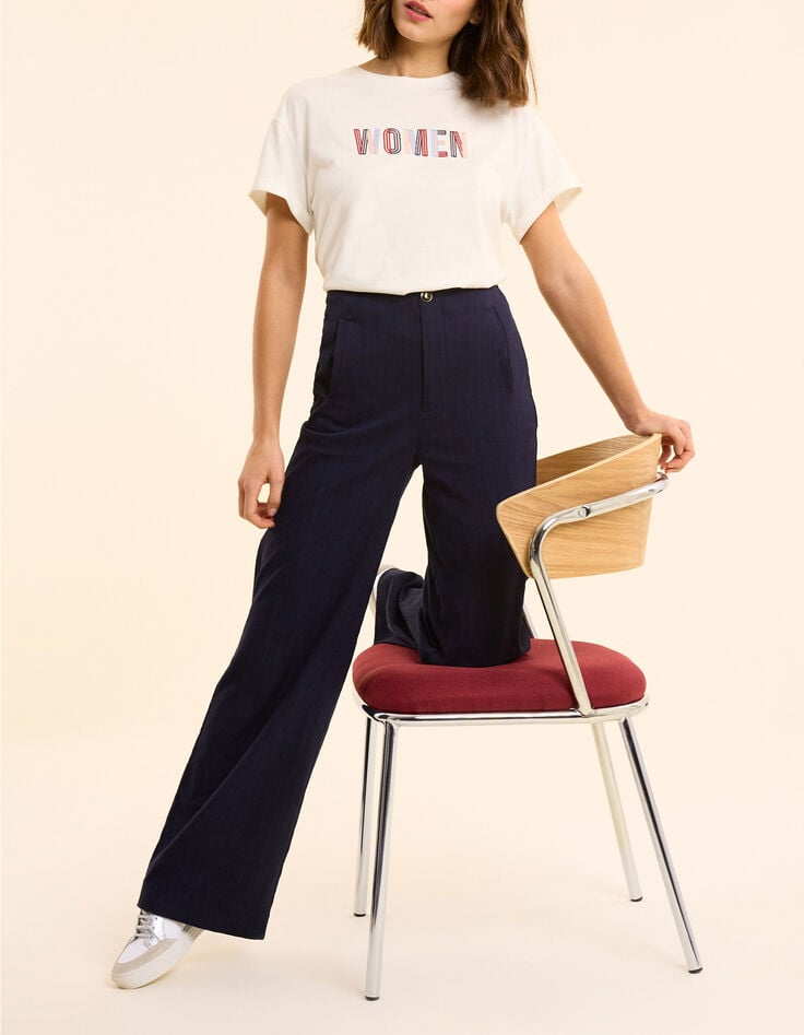 Pantalon de costume large marine faux-uni I.Code-1