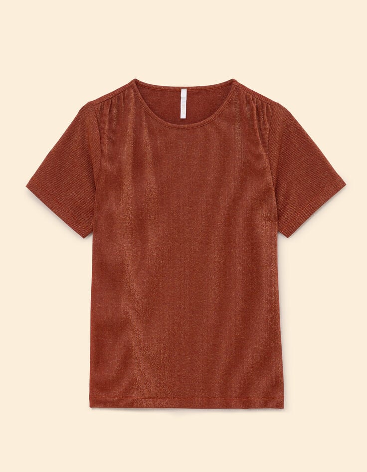 I.Code brown T-shirt with gold lurex stripes-6 I.Code brown T-shirt with gold lurex stripes-6