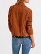 Veste caban court camel en cuir velours I.Code-3