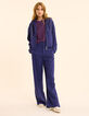 Indigo honeycomb knit jogging pants I.Code-3