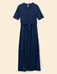 Robe longue bleue à nouer devant ou dos I.Code-8