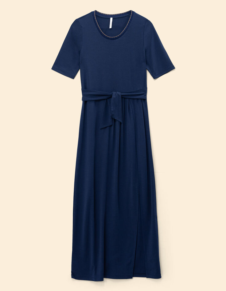 Robe longue bleue à nouer devant ou dos I.Code-8