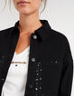 Veste noire bi matière jean et tweed I.Code-3