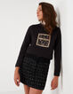 Jupe courte noire bi matière jean et tweed I.Code-3