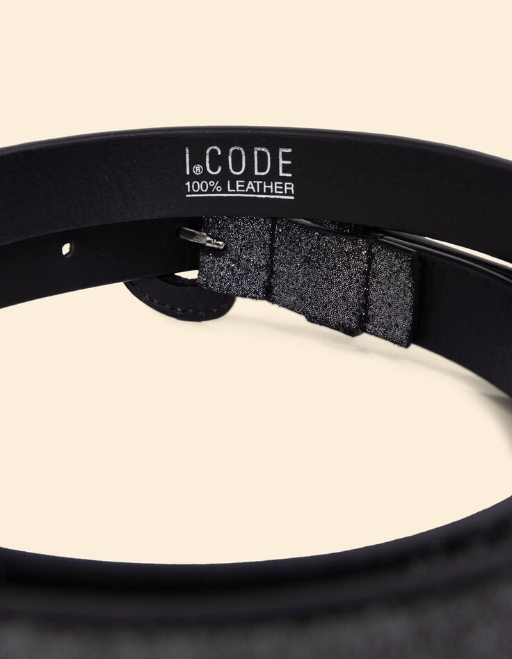 Ceinture noire pailletée boucle ronde I.Code-3 Ceinture noire pailletée boucle ronde I.Code-3