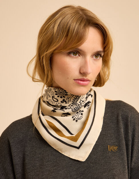 I.Code ecru scarf with paisley motif