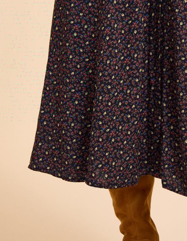 I.Code black midi skirt with winter floral print Margaux-6 I.Code black midi skirt with winter floral print Margaux-6