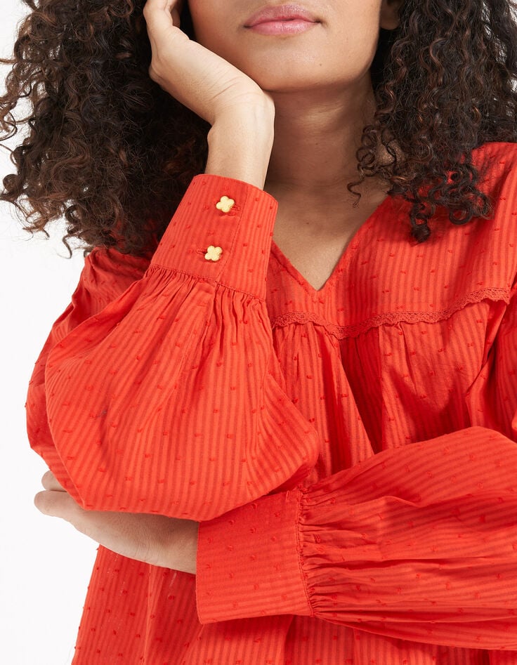 Bluse, Pünktchen-Jacquard, in Spicy Orange I.Code-5 Bluse, Pünktchen-Jacquard, in Spicy Orange I.Code-5