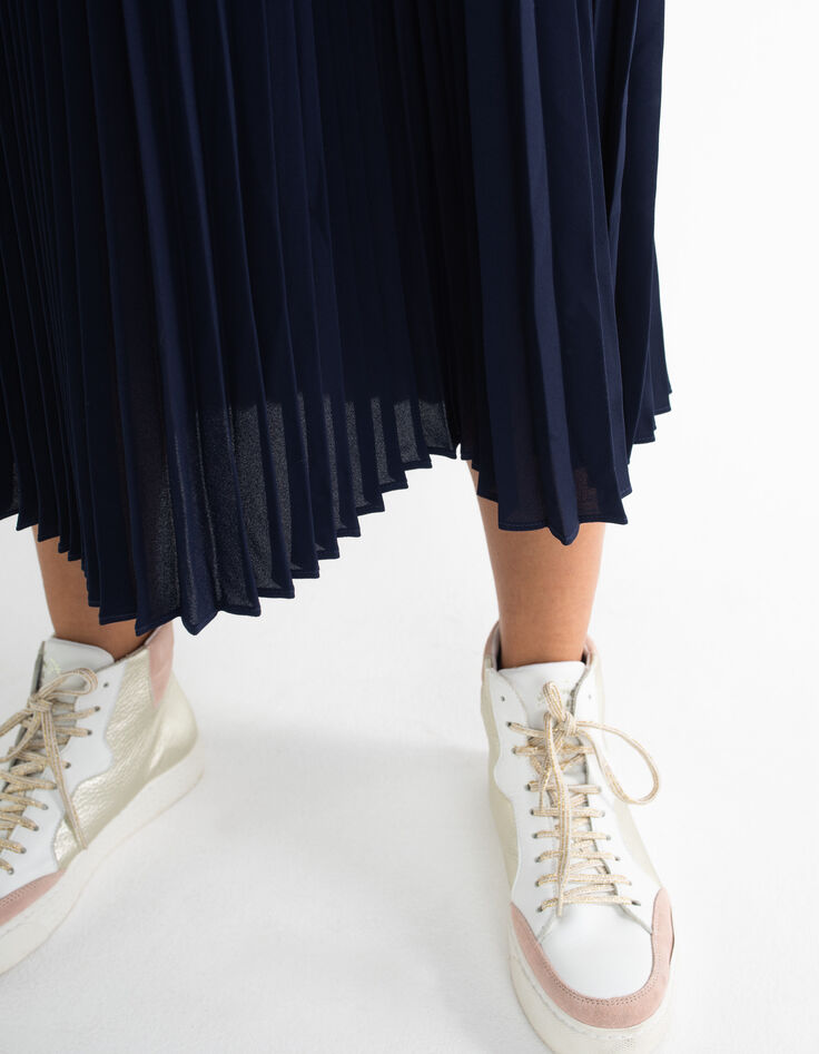 Jupe longue navy plissée avec marquage côté I.Code-4