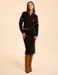 I.Code black ribbed knit sporty zip-neck sweater-7