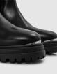 Chelsa schwarz Leder Stiefel Metallspange Damen-5