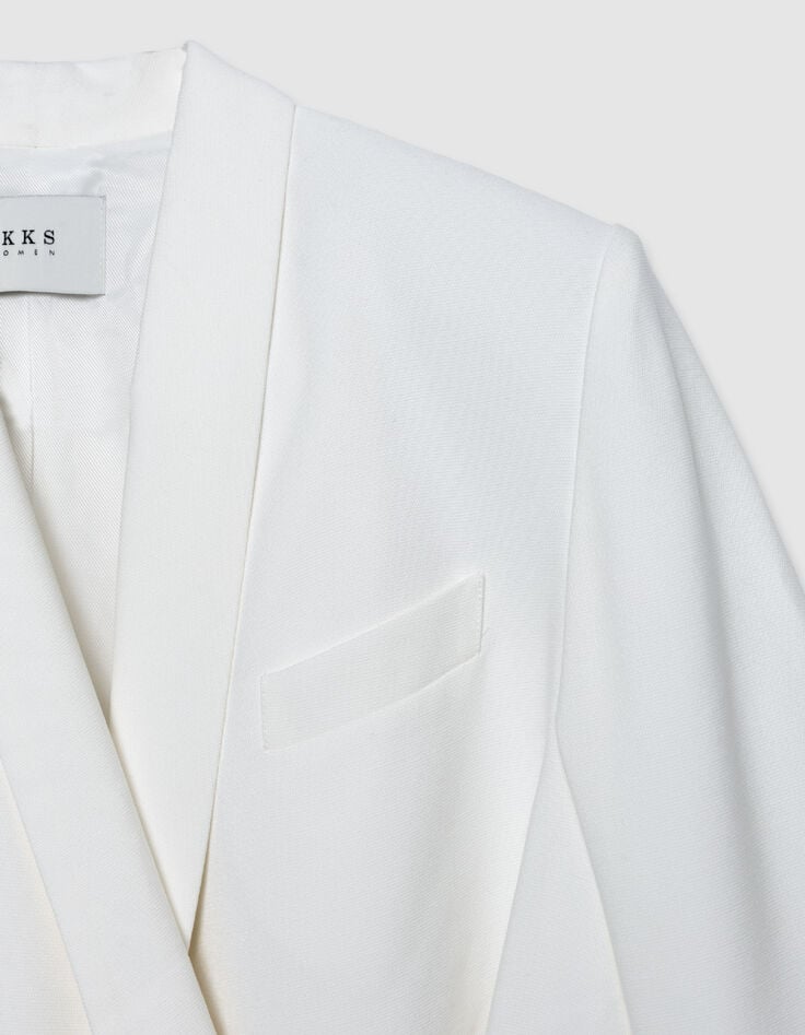 Women's white knotted-side suit jacket-8