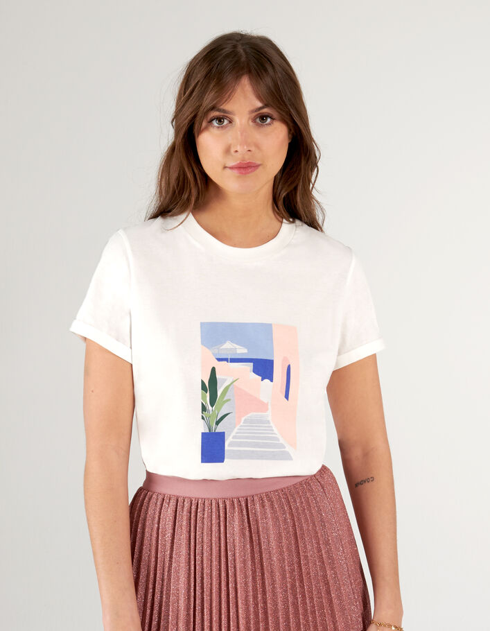 Weißes T-Shirt mit Landschaftsmotiv I.Code - I.CODE