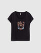 Camiseta negra algodón ecológico mensaje y luna I.Code -4