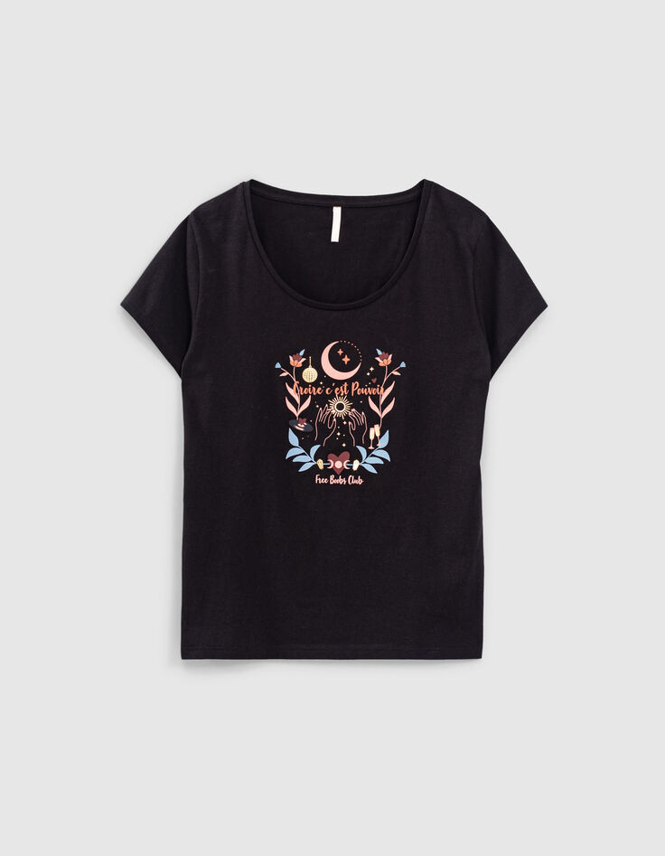 Camiseta negra algodón ecológico mensaje y luna I.Code -4