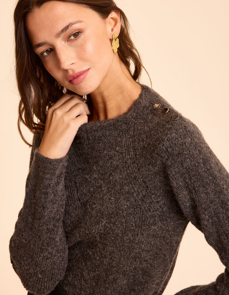 Grauer Strickpullover Schulterkn&ouml;pfe I.Code-2