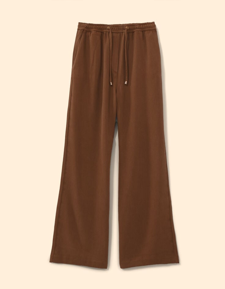 Camel wideleg broek elastische taille I.Code-6 Camel wideleg broek elastische taille I.Code-6