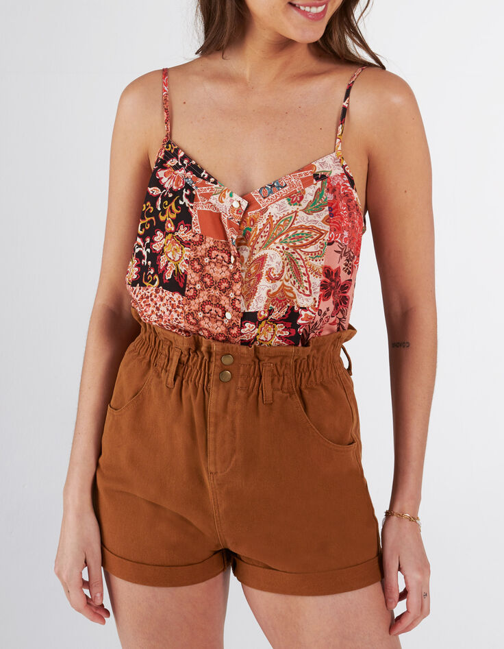 I.Code tea rose floral patchwork print lingerie top-1