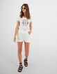 I.Code ecru denim elasticated high-waist shorts-6