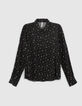 I.Code black shirt with minimalistic floral print-6