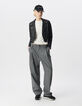 Blouson court noir cuir &eacute;paules matelass&eacute;es Femme-1