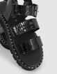 Sandales noires en cuir verni embossé croco I.Code-6