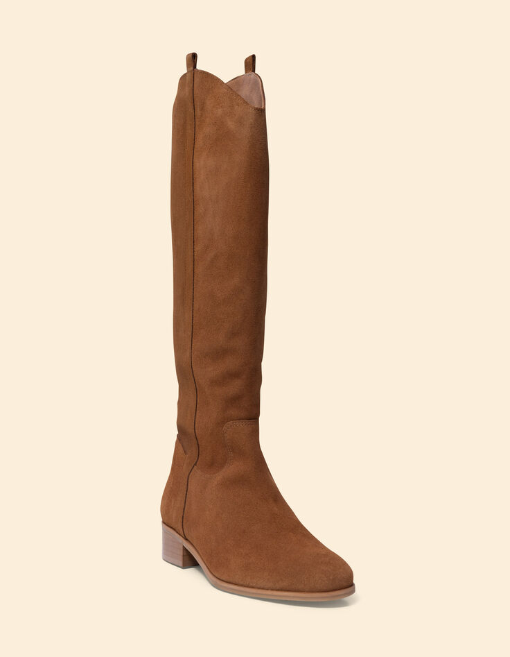 I.Code camel suede cowboy boots-2