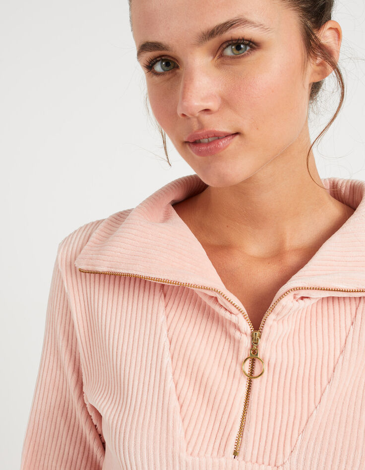 Robe sweet pink bio en panne de velours côtelée I.Code-4