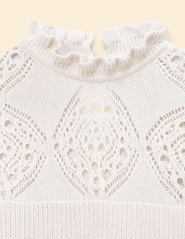Cremeweißer Strickpulli Lochstrick I.Code-2 Cremeweißer Strickpulli Lochstrick I.Code-2