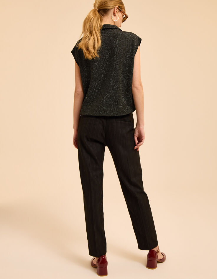 Zwarte geklede broek strepenmotief Laurence I.Code-4