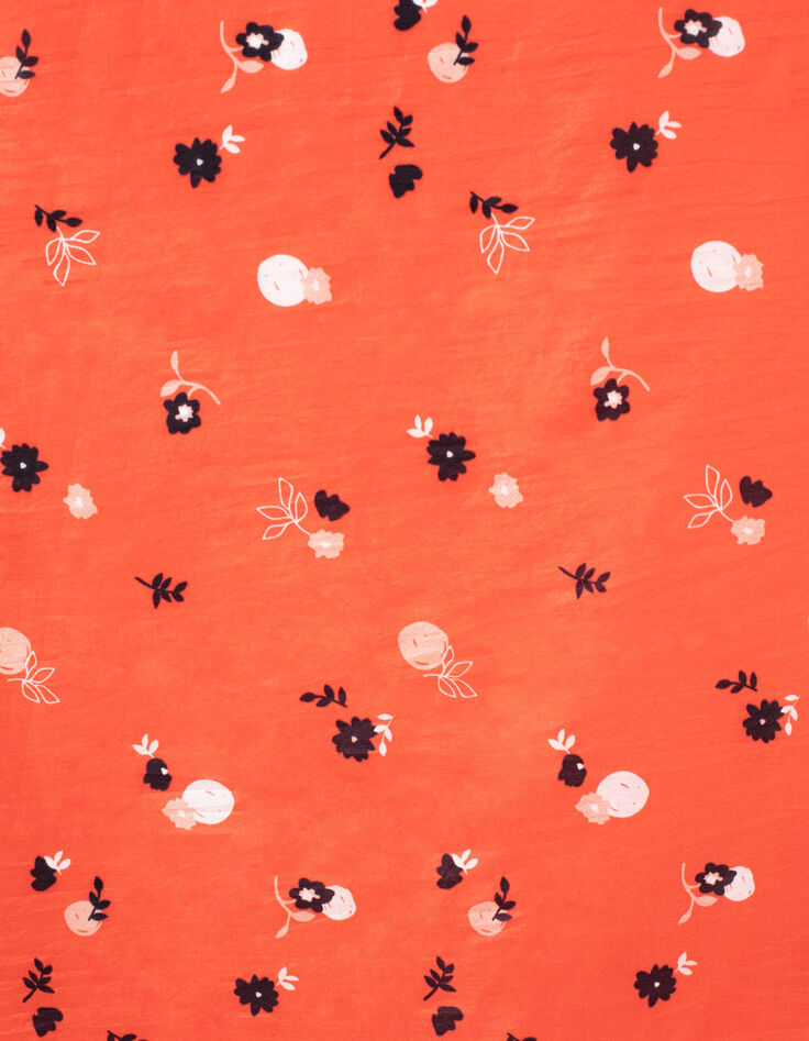 Foulard carré orange spicy à fleurs spicy I.Code-4
