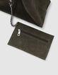 Khaki Hobo Veloursledertasche-7