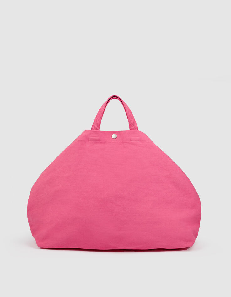 Damen rosa Leinwand Stickerei totebag-2