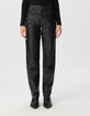 Schwarze Damen-Lederhose Jeansschnitt-2