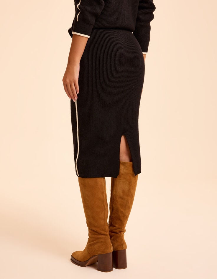 I.Code black knit sporty pencil skirt-3