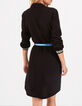 I.Code black seersucker press studded shirt dress-4