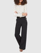 Pantalon large noir boutons fantaisie aux poches I.Code-1