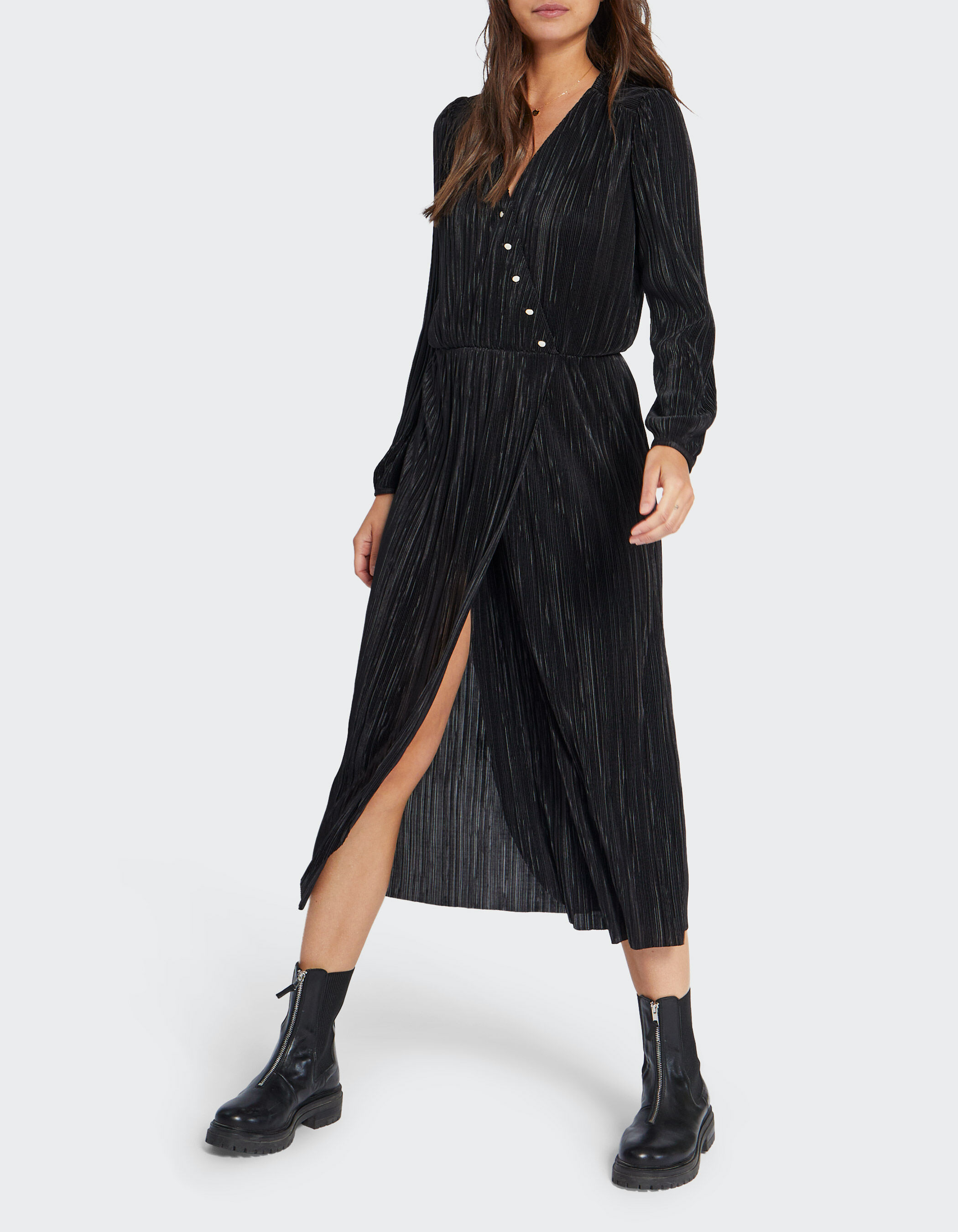 Plisse shop jurk zwart