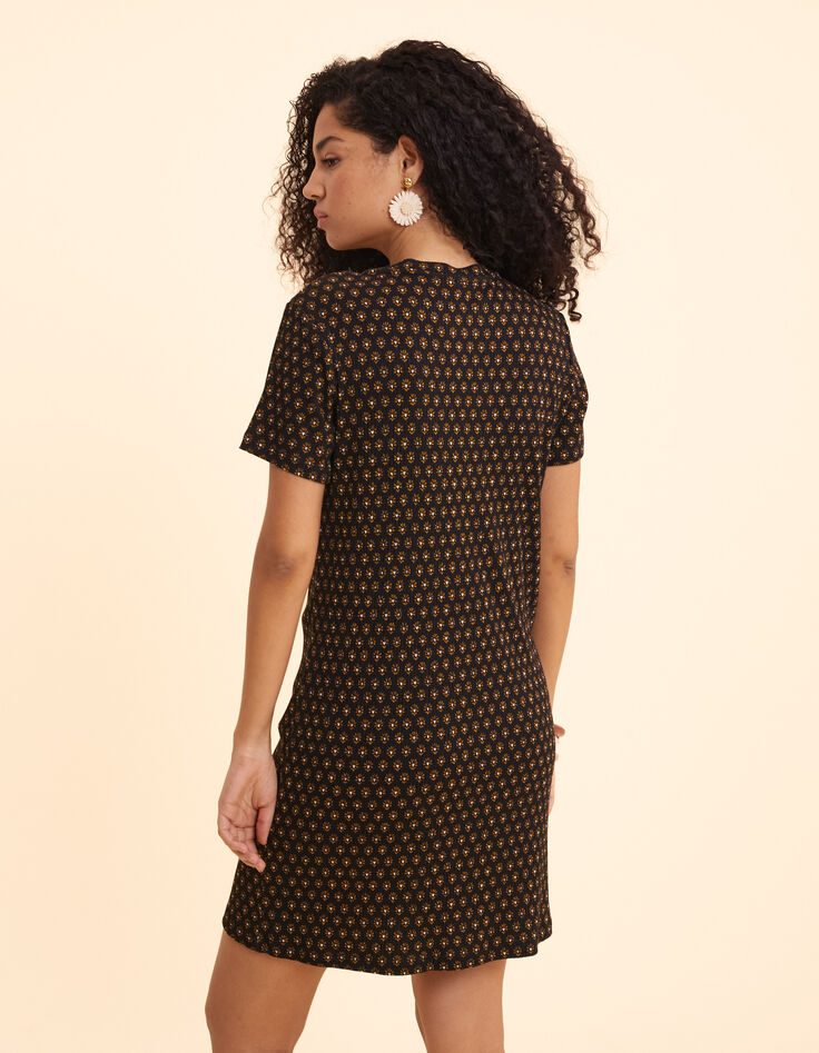 Robe noire imprimé floral cœur I.Code-5