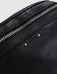 Damen 1440 schwarz Leder Bananentasche-4